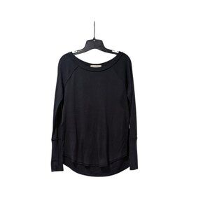 We The Free Navy Blue Knit Side Slit Thumbhole Minimalist Timeless Shirt Sz XS